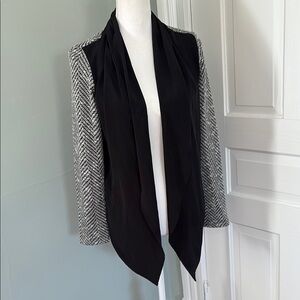 Potter’s Pot Anthropologie Black Gray Open Front Blazer Cardigan Medium